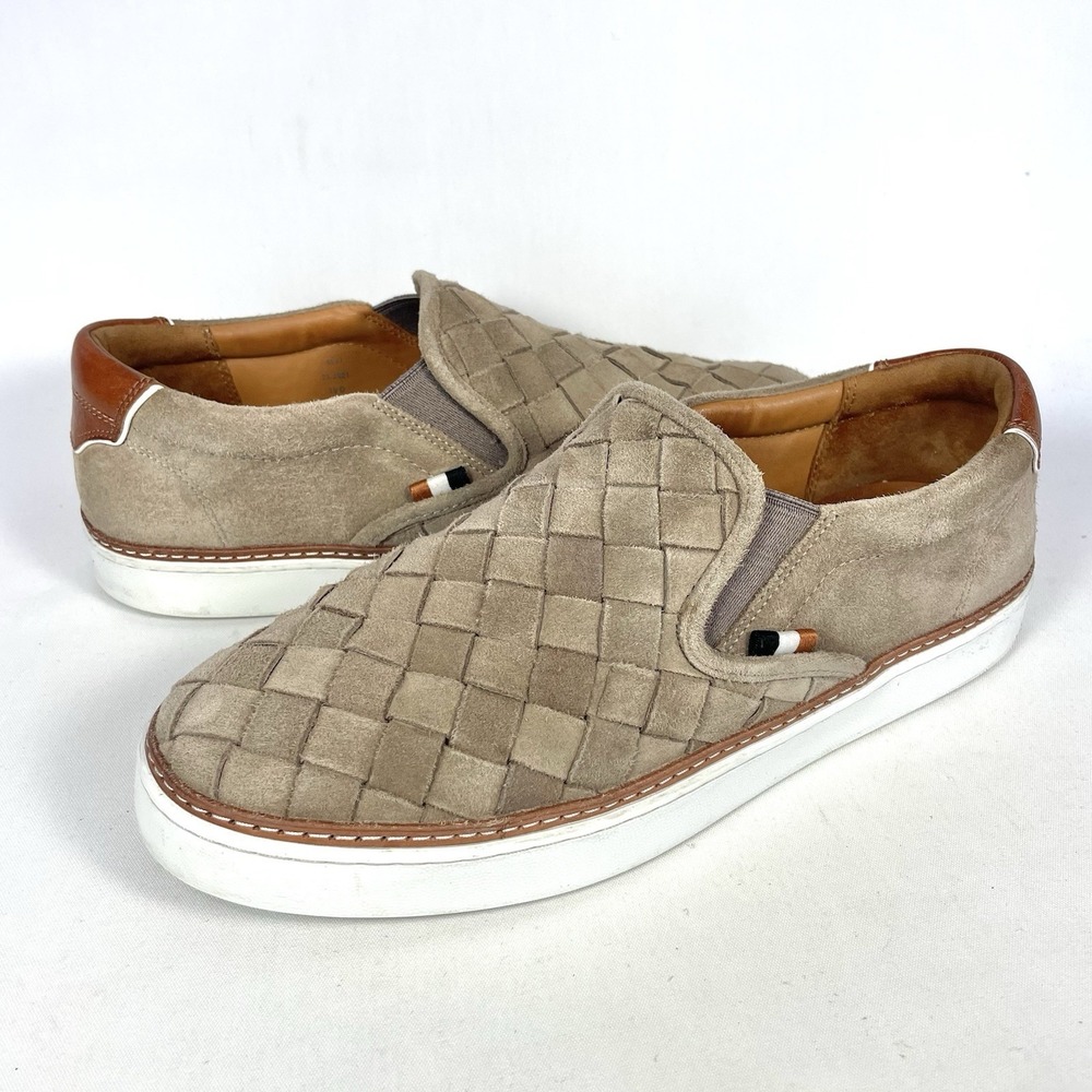 Allen Edmonds Alpha Woven Suede Slip-On Sneakers Tan Beige Mens 10